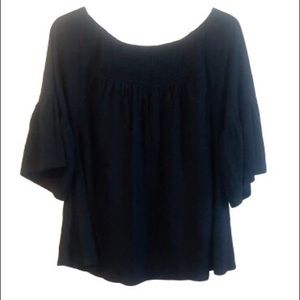 GAP Smocked Boho Peasant Top Black XS